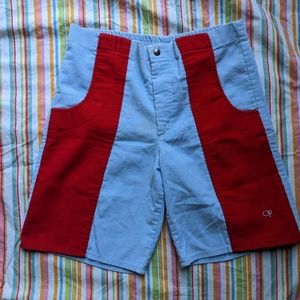 Vintage 70s/80s Red & Blue Ocean Pacific Skate Shorts, size 20/30, 32” waist